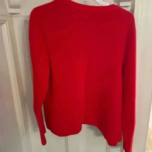 Talbots women’s red open cardigan with fringe edge. Heavy weight cotton sz large - Picture 2 of 7